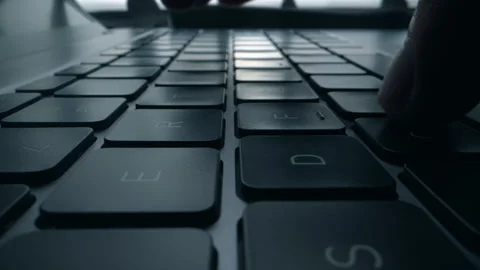 Close up of hands typing and coding on laptop keyboard. Digital innovation Stock Footage 243998013