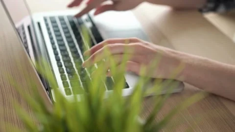 Close up of hands typing code on a laptop keyboard technology, Programmer woman Stock-Footage 334586168