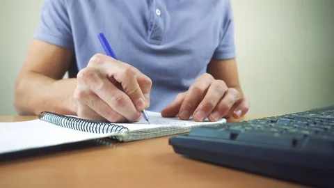 Close up of hands typing on computer keyboard and mouse Stock Footage 83781324