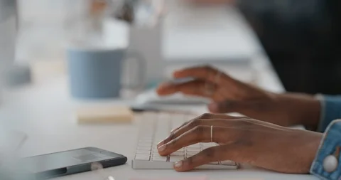 Close up hands typing on computer keyboard browsing online sending emails Stock Footage 103552495