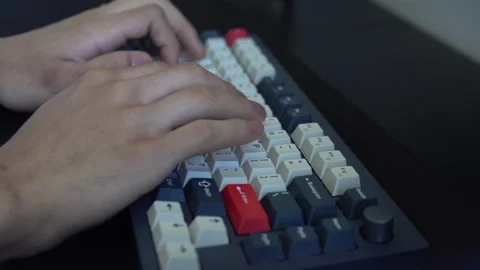 Close Up of Hands Typing on Custom Mechanical Keyboard Stock Footage 341707146