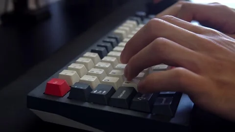 Close Up of Hands Typing on Custom Mechanical Keyboard Stock Footage 341829886