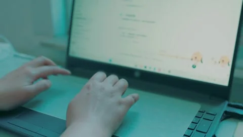 Close Up Hands Typing Generative AI Prompt on Keyboard and Receiving AI Response Video stock 341857831