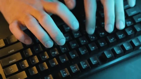 Close up of hands typing on keyboard desk Video stock 336720252