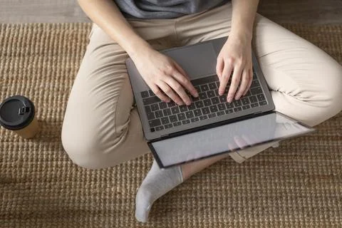 Close up hands typing on keyboard Stock Photos