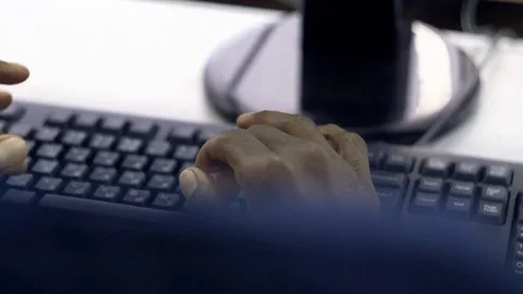 Close-up hands typing on keyboards in office business people typing Stock Footage 82267076