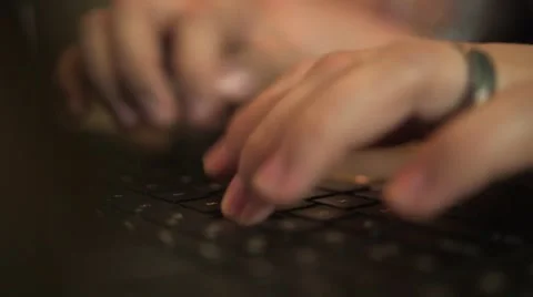 Close-Up Hands Typing on Laptop Stock Footage 47237734