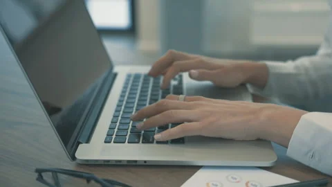 Close Up of Hands Typing on Laptop Keyboard Stock Footage 222033855