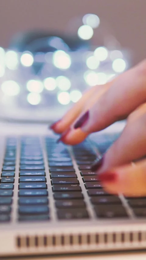 Close-Up of Hands Typing on Laptop Keyboard at Home Stock Footage 293343678