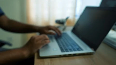 Close-Up of Hands Typing on Laptop Keyboard on Office Desk Table with Stati.. Vídeo Stock 315981549
