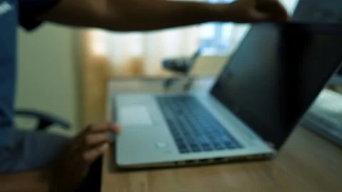 Close-Up of Hands Typing on Laptop Keyboard on Office Desk Table with Stati.. 스톡 동영상 315981614
