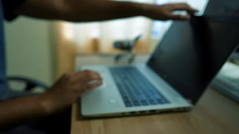 Close-Up of Hands Typing on Laptop Keyboard on Office Desk Table with Stati.. 動画素材 315981624