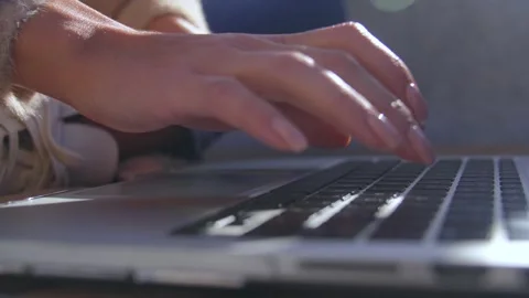 Close Up of Hands Typing on Laptop Keyboard Stock Footage 324808120
