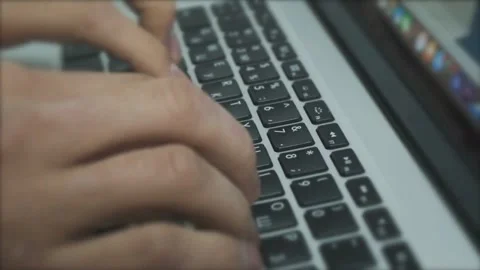Close Up Hands Typing on Laptop Keyboard Online Work Concept Stock Footage 331774369