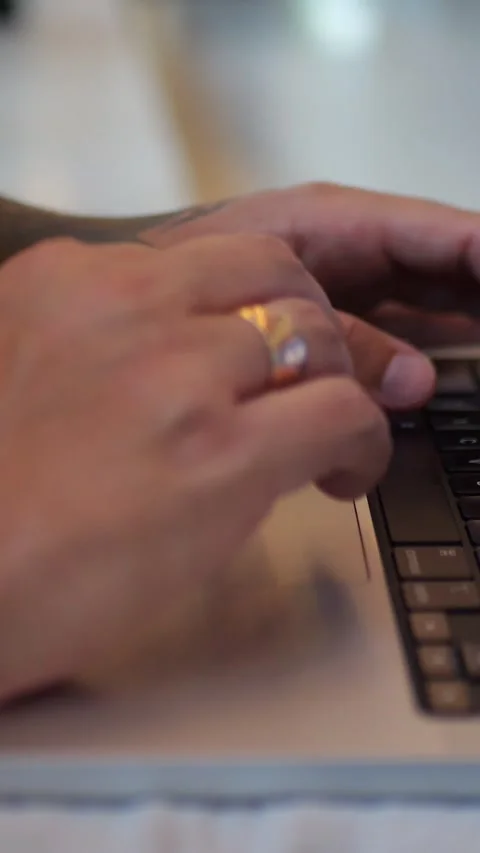 Close-Up Of Hands Typing On Laptop Keyboard, Remote Work... Stock Footage 344455193