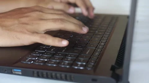 Close up hands typing using laptop computer. Stock Footage 322205953