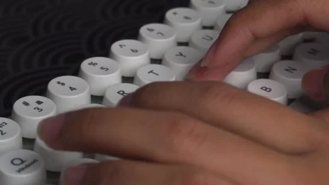 Close up of hands typing on white keyboard Stock Footage 276586445