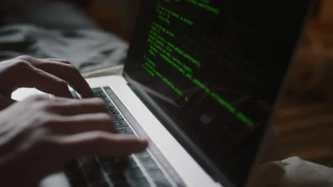 Close-up of Hands of Unrecognisable Male Programmer Coding on Laptop Stock Footage 290863982
