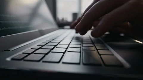 Close-up of Hands of Unrecognisable Programmer Writing Code on Laptop Vídeos de archivo 299250469