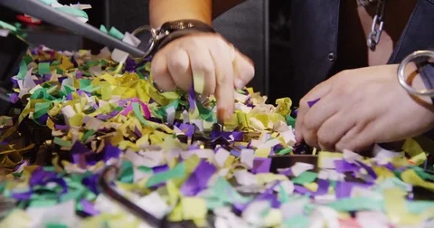 Close-Up of Hands Using DJ Equipment with Confetti 2 Video stock 73059650