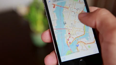 Close-Up Of Hands Using Google Maps In Smart Phone Stock Footage 55551816