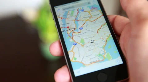 Close-Up Of Hands Using Google Maps In Smart Phone Stock Footage 55551929