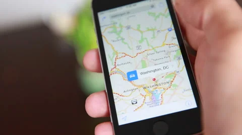 Close-Up Of Hands Using Google Maps In Smart Phone Stock Footage 55552062