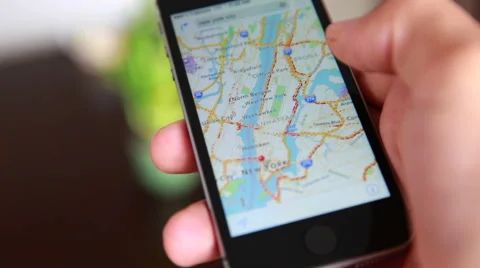 Close-Up Of Hands Using Google Maps In Smart Phone Stock Footage 55552230