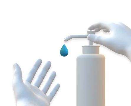 Close-up hands using hand sanitizer Stock Illustration