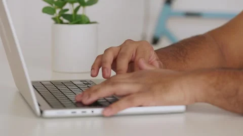 Close up hands using laptop computer Stock Footage 345095237