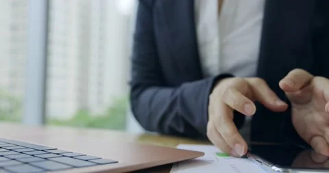 Close up of hands using laptop at work Stock Footage 207353775