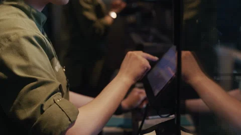 Close-Up of Hands Using POS Terminal in Coffee Shop Stock-Footage 313331454