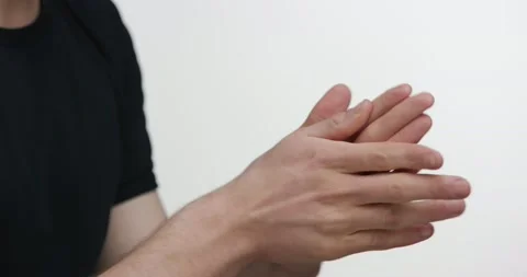 Close up of hands using Sanitizier Spray protection Virus on White Background Video stock 151945681