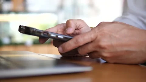 Close Up Hands Using Smartphone Touch Screen echnology Concept Stock Footage 325237356