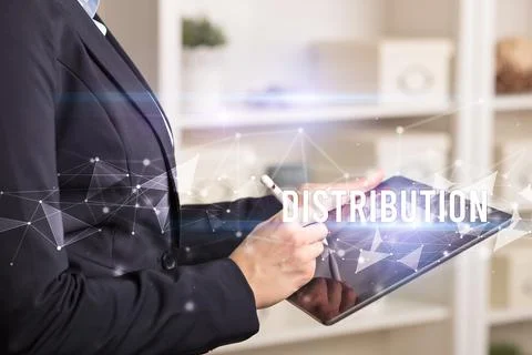 Close up hands using tablet Stock Photos