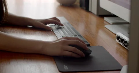 Close up of hands of video editor working on computer Stock Footage 131114935