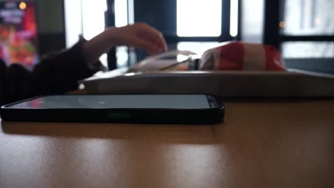 Close up of hands of white boy aged 3-5 pressing on phone screen Stock Footage 307342053