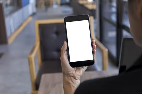 Close up hands of woman using mobile phone, cell phone in coffee shop. Hands  Stock Photos