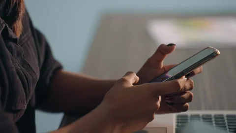 Close up hands of women while using smartphone Hands of woman holding smartphone Stock Footage 241708502
