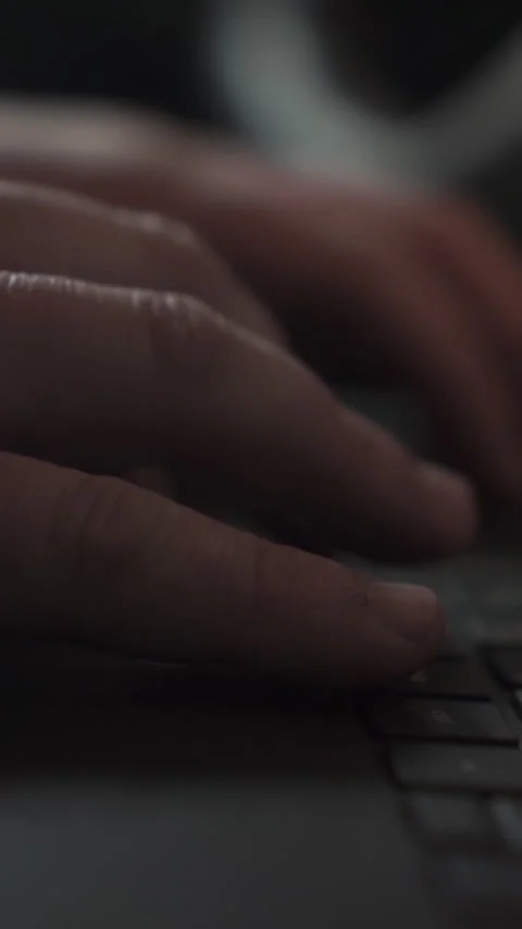 Close-up of hands work behind a laptop keyboard. Footage. Beep, scroll, press Stock Footage 306506430