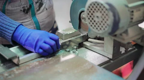 Close-up hands working with metal profiles and production machine 4K 스톡 동영상 62716890