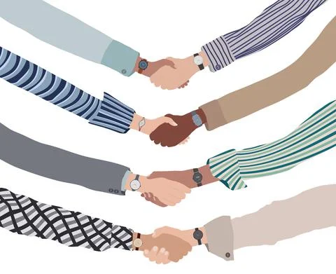Close up handshake between business or finance people. Shaking hands.Teamwork Stock Illustration