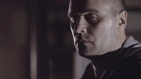 Close-up of handsome athletic man looking at the camera. Stock-Footage 76904267