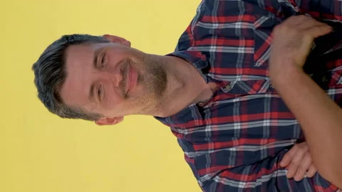 Close-up of handsome man promising to keep silence Stock Footage 155765830