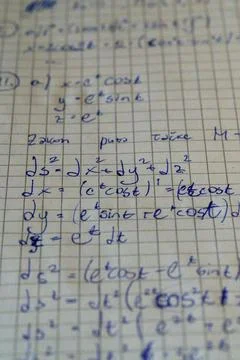 Close-up handwritten calculus notes differential equations Stock Photos
