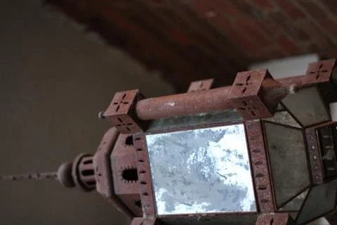 Close Up of Hanging Rustic Rusted Lamp Stock Photos