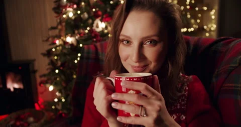 Close up of happy girl sits in beautiful cozy decorated country house near Stock Footage 166322859
