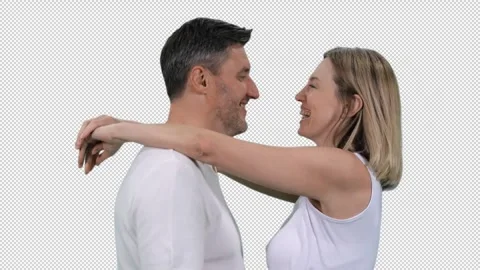 Close-up of happy middle aged loving couple, alpha channel included Video stock 304808922