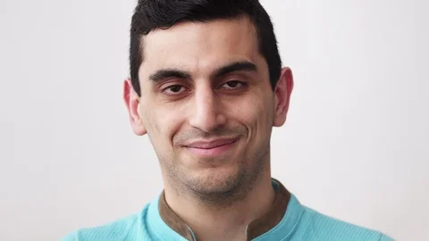 Close-up of a happy middle eastern man's face, Stock Footage 86383539