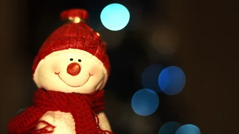 Close up on happy smiling snowman Stock Footage 115587974
